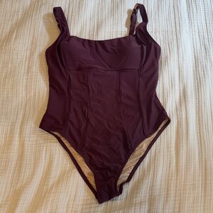 Elegant Dark Purple One-Piece Swimsuit